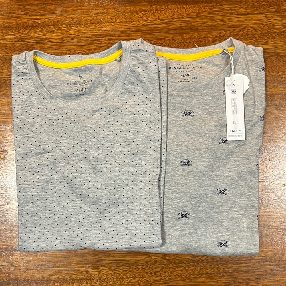 2 denim and flower short sleeve tshirts
